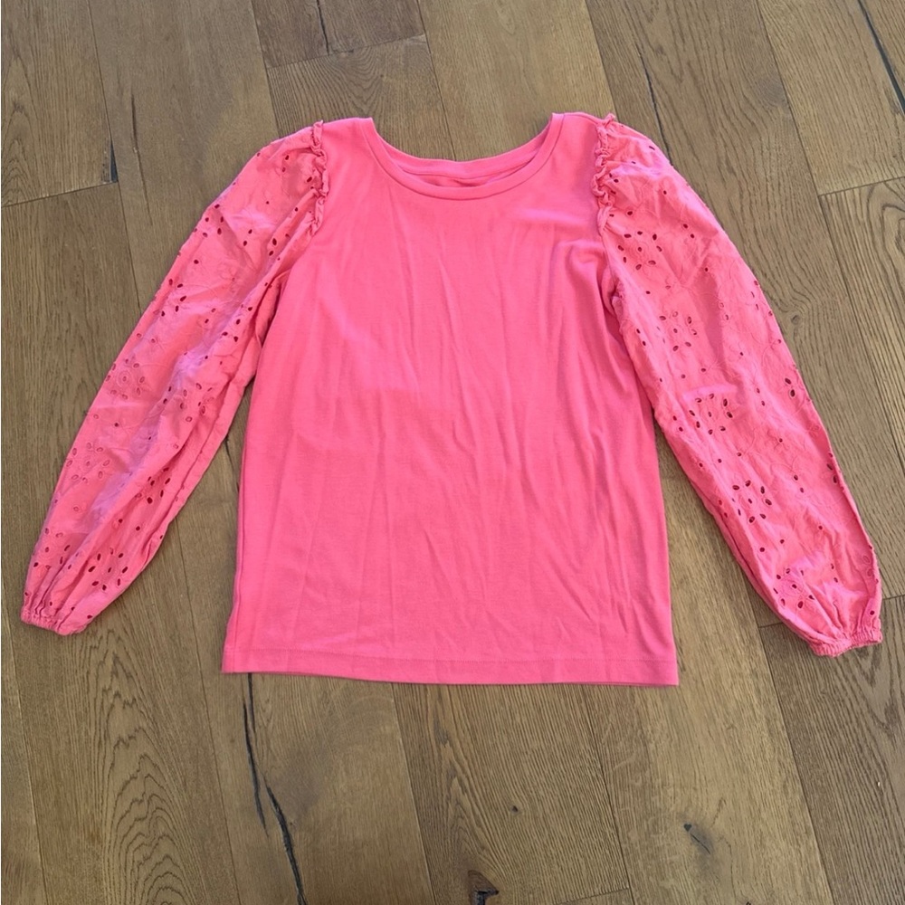 Pink Long Sleeve Top with Eyelet Details